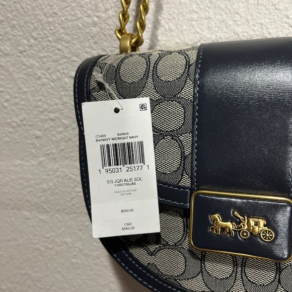 Coach Alie Saddle Signature Jacquard Navy Blue - Picture 2 of 8